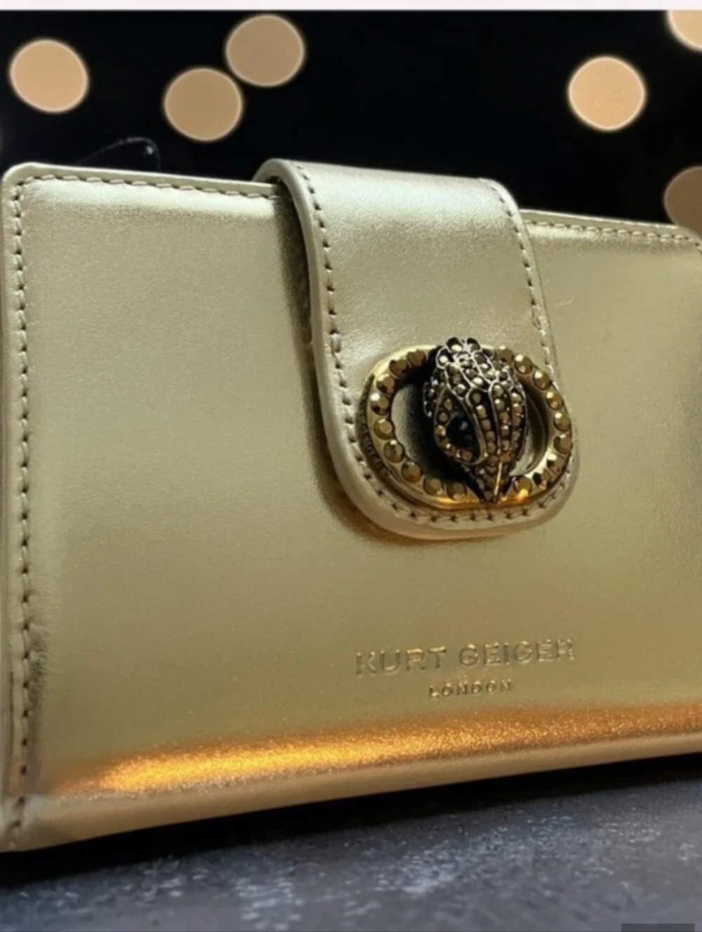 Kurt Geiger London Metallic Gold Leather Wallet